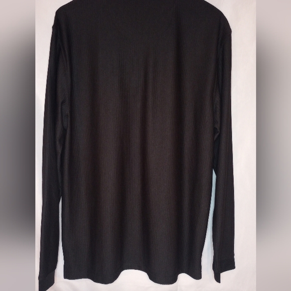 Haggard Men's Golf Shirt Black Long Sleeve Pullover 3/4 Zip Striped Texture L - Picture 10 of 11